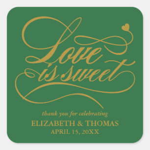 ADESIVO QUADRADO CLASSY ELEGANT LOVE É DOCE CASAMENTO