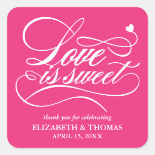 ADESIVO QUADRADO CLASSY ELEGANT LOVE É DOCE CASAMENTO