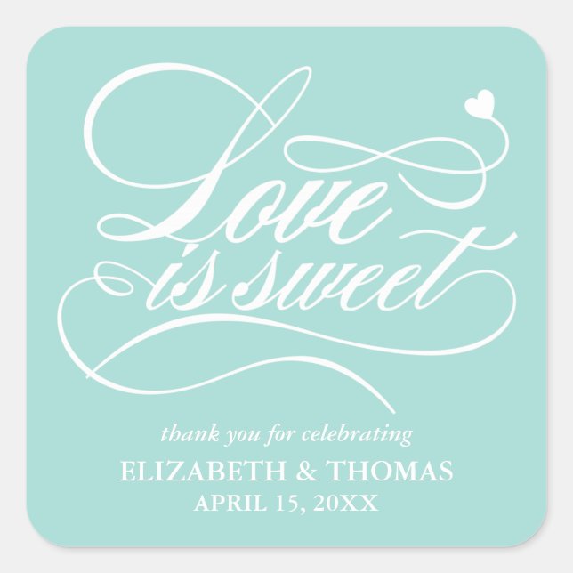 ADESIVO QUADRADO CLASSY ELEGANT LOVE É DOCE CASAMENTO (Frente)