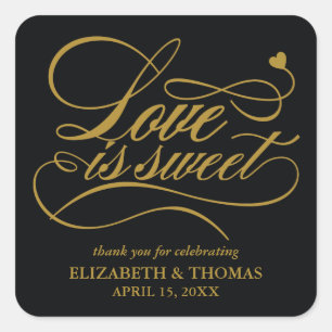 ADESIVO QUADRADO CLASSY ELEGANT LOVE É DOCE CASAMENTO