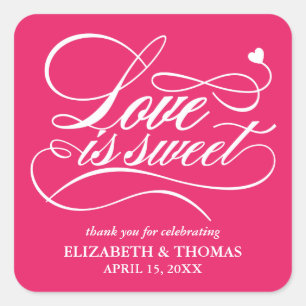 ADESIVO QUADRADO CLASSY ELEGANT LOVE É DOCE CASAMENTO