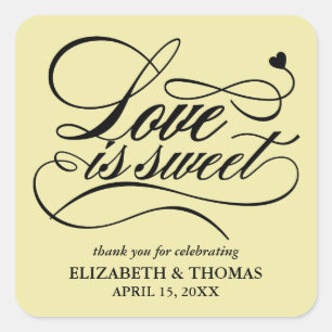 ADESIVO QUADRADO CLASSY ELEGANT LOVE É DOCE CASAMENTO