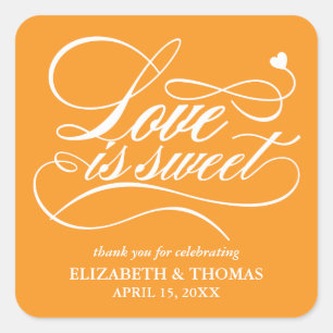ADESIVO QUADRADO CLASSY ELEGANT LOVE É DOCE CASAMENTO