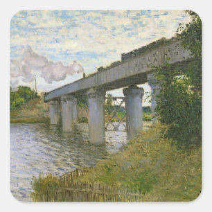 Adesivo Quadrado Claude Monet   a ponte Railway em Argenteuil
