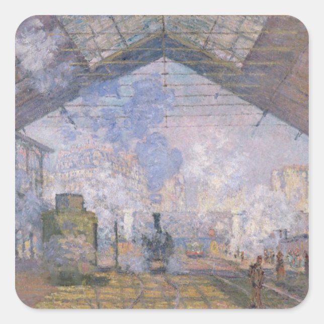 Adesivo Quadrado Claude Monet | A Rua Gare, Lazare, 1877 (Frente)