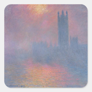 Adesivo Quadrado Claude Monet   As Casas do Parlamento, Londres