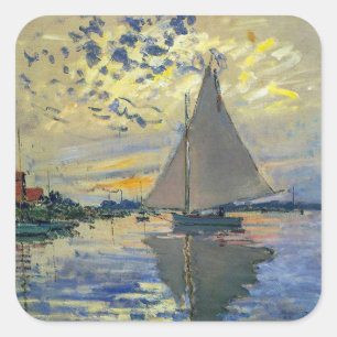 Adesivo Quadrado Claude Monet - Barco à vela em Le Petit-Gennevilli