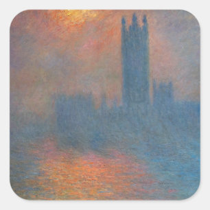 Adesivo Quadrado Claude Monet - Câmaras do Parlamento, Londres