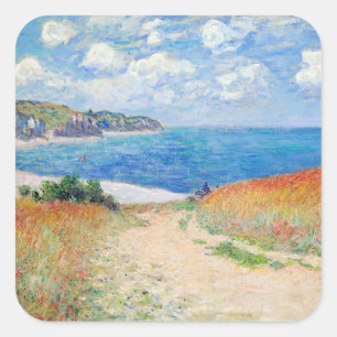 Adesivo Quadrado Claude Monet - Caminho em Campos de Trigo em Pourv