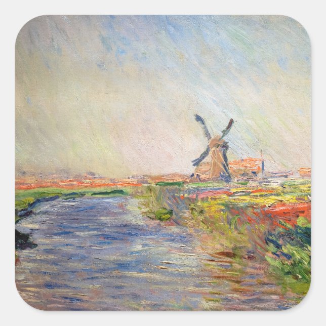 Adesivo Quadrado Claude Monet - Campo das Tulipas na Holanda (Frente)