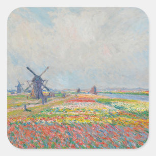 Adesivo Quadrado Claude Monet - Campos de Tulipas perto de Haia