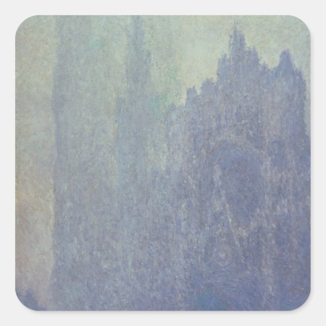 Adesivo Quadrado Claude Monet | Catedral de Rouen, Clima de Foggy (Frente)