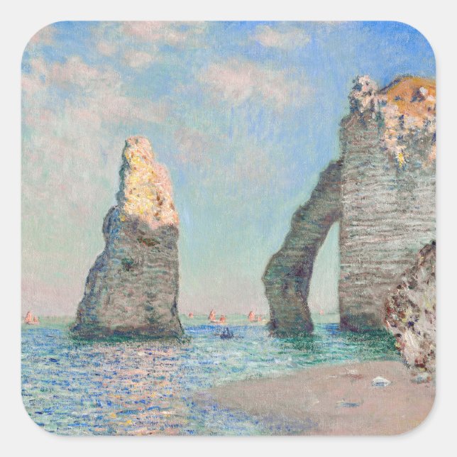 Adesivo Quadrado Claude Monet - Cliff em Etretat (Frente)
