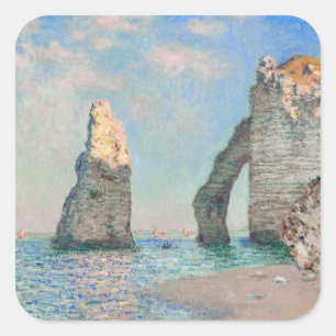 Adesivo Quadrado Claude Monet - Cliff em Etretat