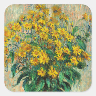 Adesivo Quadrado Claude Monet - Flores de Alcachofra de Jerusalém