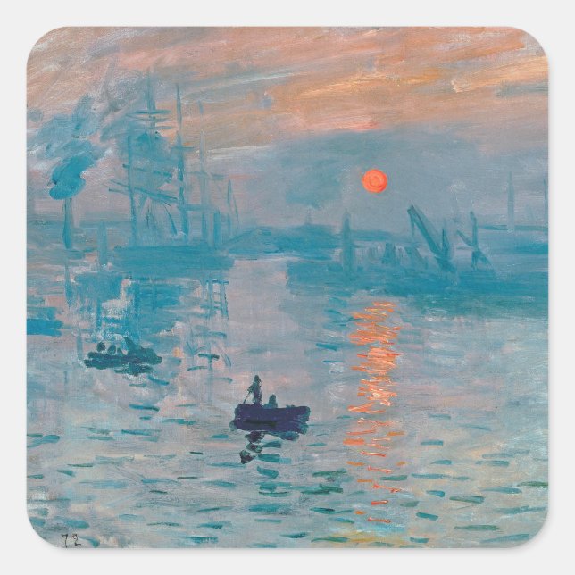 Adesivo Quadrado Claude Monet Impression Sunrise Francês (Frente)