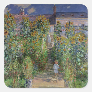 Adesivo Quadrado Claude Monet Jardim do Artista em Vetheuil