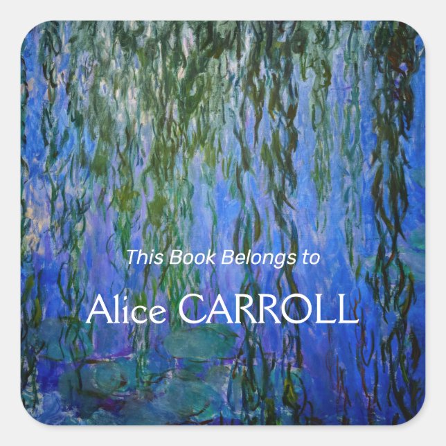 Adesivo Quadrado Claude Monet - Lírios d'água com salgueiro chorand (Frente)