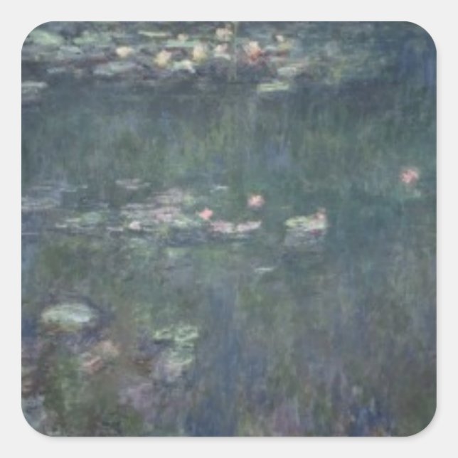 Adesivo Quadrado Claude Monet | Lírios: Reflexões Verdes (Frente)