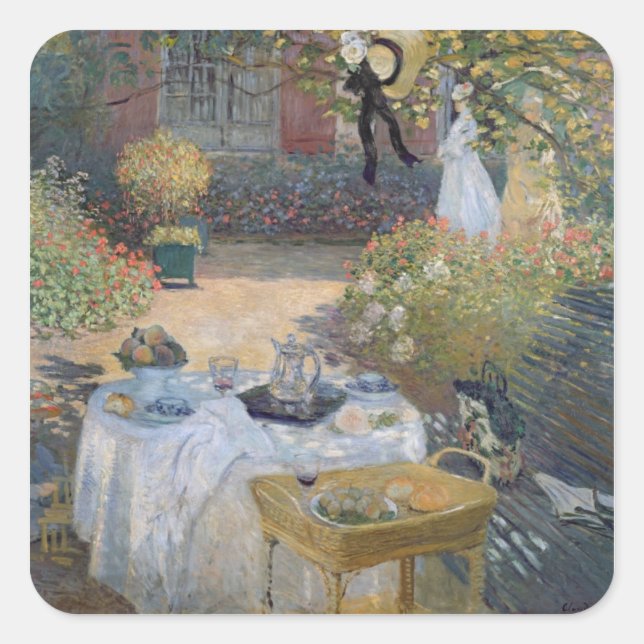 Adesivo Quadrado Claude Monet | Luncheon: Jardim do Monet Argenteui (Frente)
