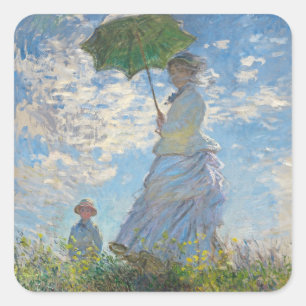 Adesivo Quadrado Claude Monet   Mulher com Parasol