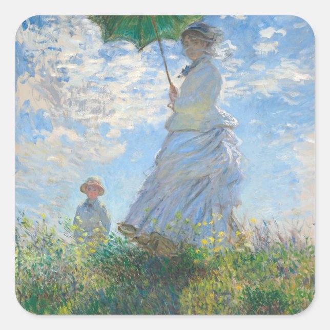 Adesivo Quadrado Claude Monet Mulher Com Parasol (Frente)
