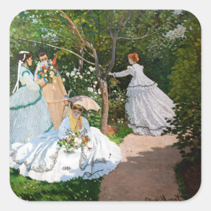 Adesivo Quadrado Claude Monet - Mulheres no Jardim