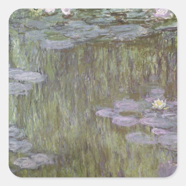 Adesivo Quadrado Claude Monet | Ninfas em Giverny, 1918 (Frente)