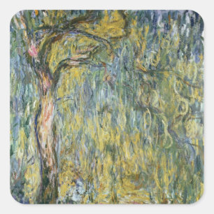 Adesivo Quadrado Claude Monet o grande salgueiro em Giverny, 1918
