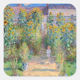 Adesivo Quadrado Claude Monet - O Jardim do Artista em Vetheuil