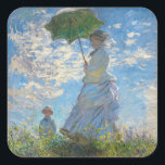 Adesivo Quadrado Claude Monet - O Promenade, Mulher com Parasol<br><div class="desc">Promenade,  Mulher com Parasol/Madame Monet e seu filho / La Promenade / La Femme a l'ombrelle - Claude Monet,  1875</div>