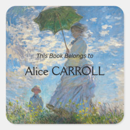 Adesivo Quadrado Claude Monet - O Promenade, Mulher com Parasol