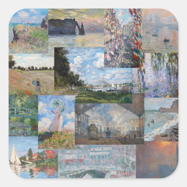 Adesivo Quadrado Claude Monet - Patchwork de obras de arte (Frente)