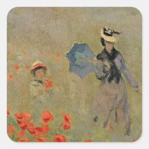 Adesivo Quadrado Claude Monet   Poppies selvagens, perto da Argenti