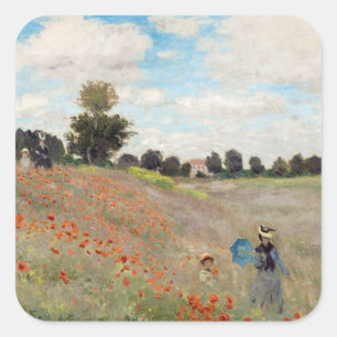 Adesivo Quadrado Claude Monet - Poppy Field