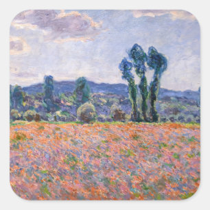 Adesivo Quadrado Claude Monet - Poppy Field 1890 (Giverny)