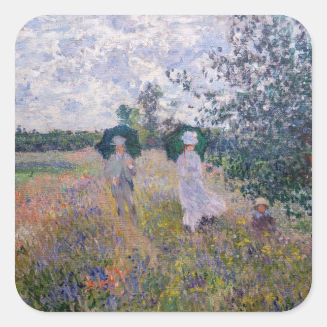 Adesivo Quadrado Claude Monet - Promenade perto do Argenteuil (Frente)