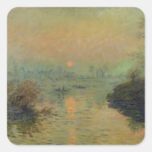 Adesivo Quadrado Claude Monet   Regulação do Sol sobre o Sena