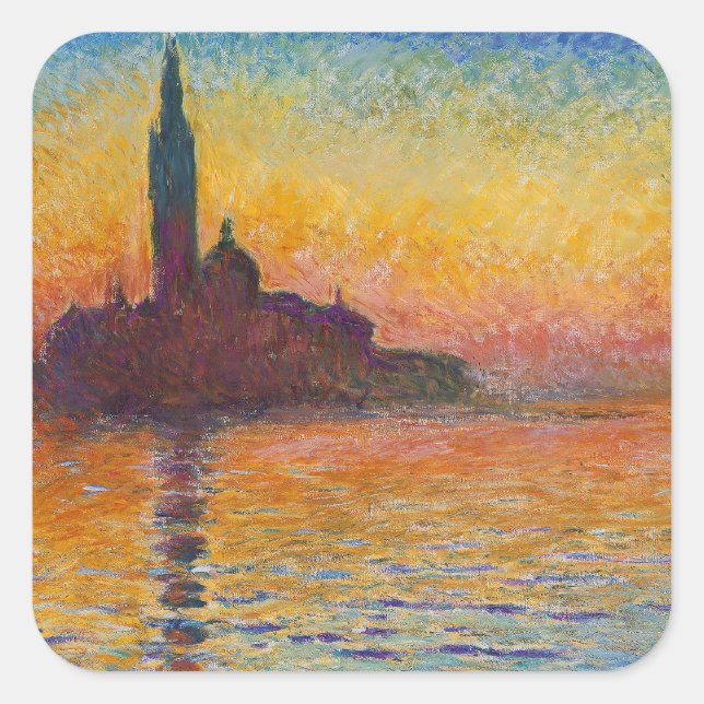 Adesivo Quadrado Claude Monet - San Giorgio Maggiore em Dusk (Frente)