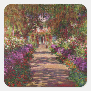 Adesivo Quadrado Claude Monet um caminho no jardim de Monet