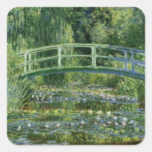 Adesivo Quadrado Claude Monet Water Lily e Ponte Japonesa