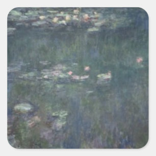 Adesivo Quadrado Claude Monet   Waterlilies: Reflexões verdes