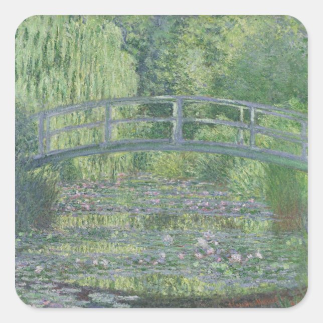 Adesivo Quadrado Claude Monet | Waterlily Pond: Harmonia Verde (Frente)