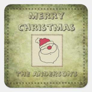 Adesivo Quadrado Cláusula Santa de retro divertido