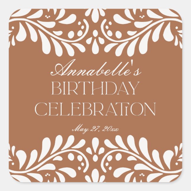 Adesivo Quadrado Clay Talavera Azulejo Espanhol Fiesta Birthday Fav (Frente)