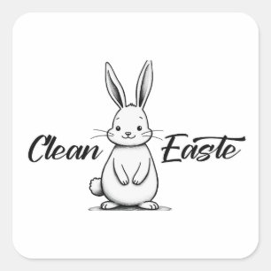 Adesivo Quadrado Clean Easter – Minimal Bunny Design - Autocolante