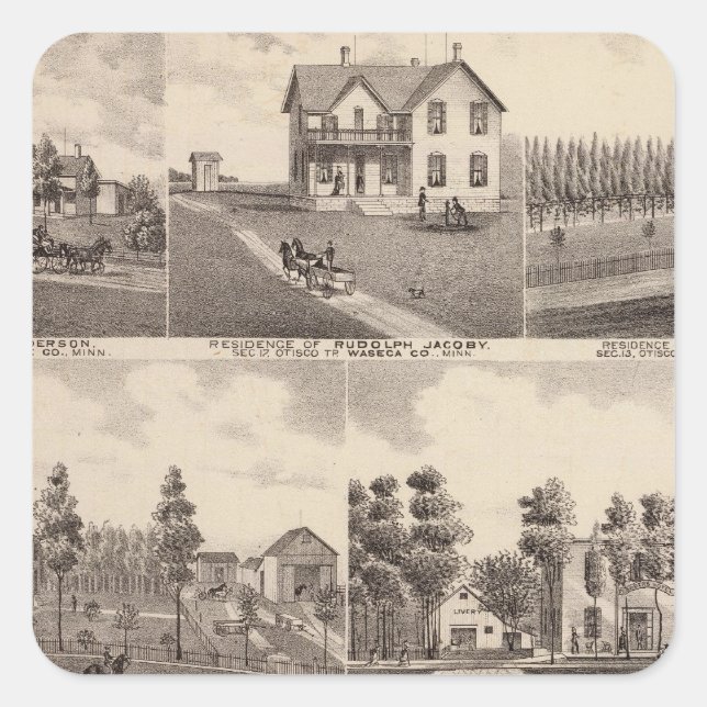 Adesivo Quadrado Clear Lake, Waseca, Minnesota (Frente)