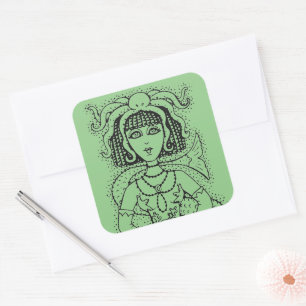 ADESIVO QUADRADO CLEOPATRA OCTOPUS MERMAID, FANTASIA GÓTICO SIREN
