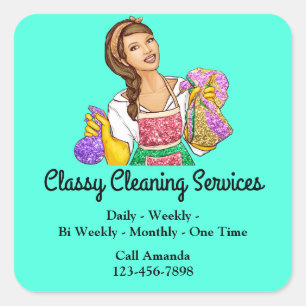 Adesivo Quadrado Cliente de Serviços de Limpeza Clássica