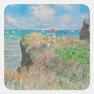 Adesivo Quadrado Cliff Walk em Pourville (1882) Claude Monet art